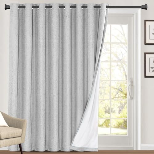PrinceDeco Primitive Textured Linen 100% Blackout Curtains for Bedroom/Living Room Blackout Curtains 84 Inches Long, Energy Saving Window Treatment Curtains with White Liner (2 Panels, Natural)