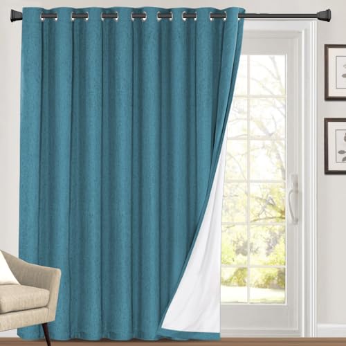 PrinceDeco Primitive Textured Linen 100% Blackout Curtains for Bedroom/Living Room Blackout Curtains 84 Inches Long, Energy Saving Window Treatment Curtains with White Liner (2 Panels, Natural)