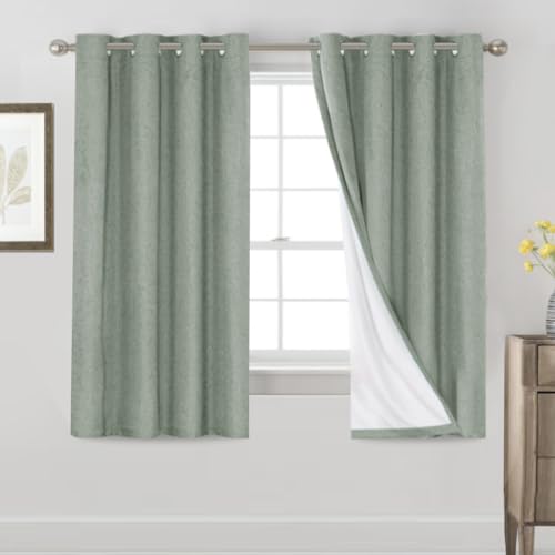 PrinceDeco Primitive Textured Linen 100% Blackout Curtains for Bedroom/Living Room Blackout Curtains 84 Inches Long, Energy Saving Window Treatment Curtains with White Liner (2 Panels, Natural)