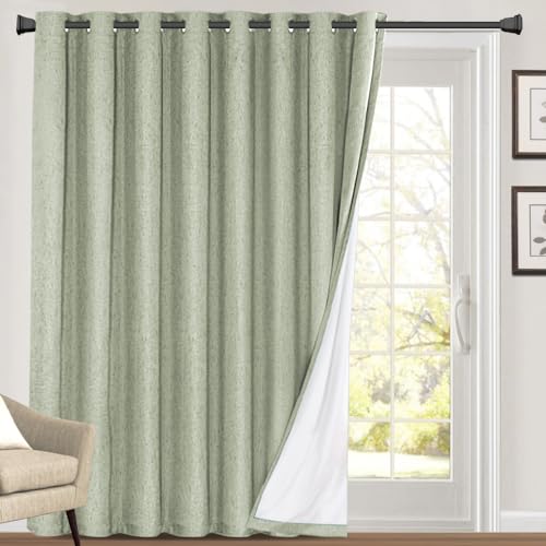PrinceDeco Primitive Textured Linen 100% Blackout Curtains for Bedroom/Living Room Blackout Curtains 84 Inches Long, Energy Saving Window Treatment Curtains with White Liner (2 Panels, Natural)