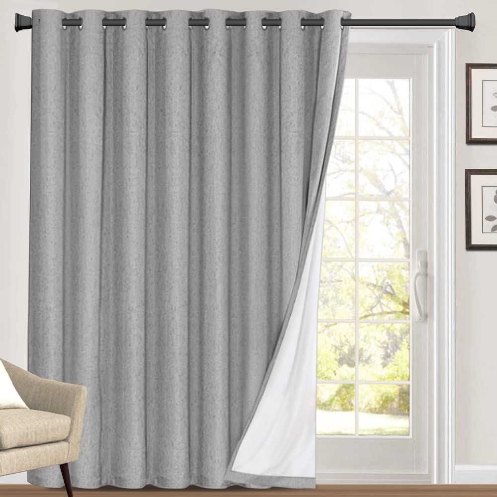 PrinceDeco Primitive Textured Linen 100% Blackout Curtains for Bedroom/Living Room Blackout Curtains 84 Inches Long, Energy Saving Window Treatment Curtains with White Liner (2 Panels, Natural)