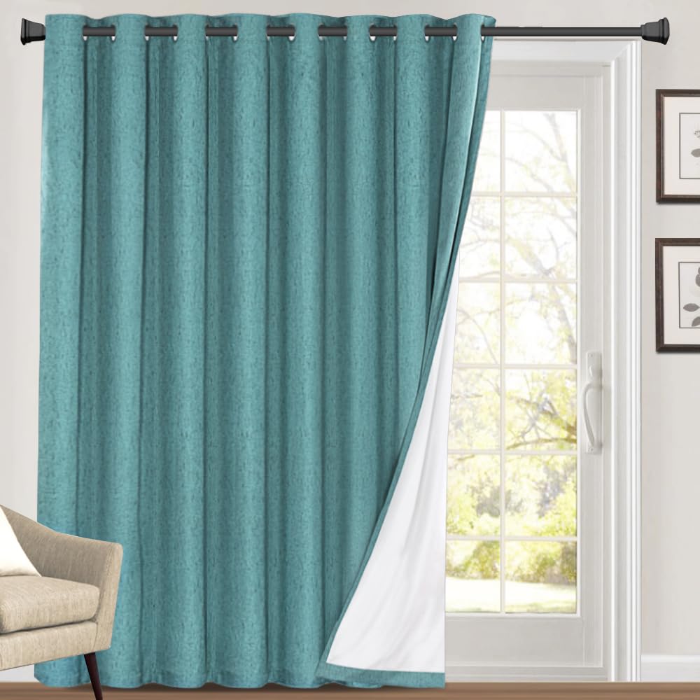 PrinceDeco Primitive Textured Linen 100% Blackout Curtains for Bedroom/Living Room Blackout Curtains 84 Inches Long, Energy Saving Window Treatment Curtains with White Liner (2 Panels, Natural)