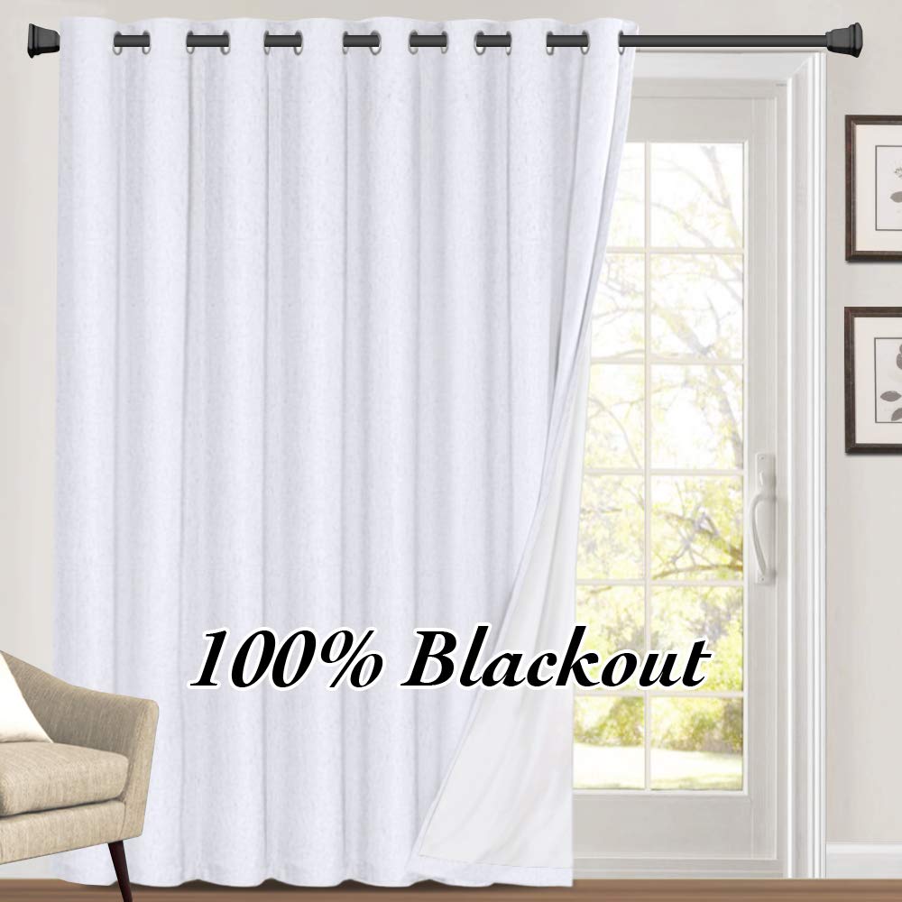PrinceDeco Primitive Textured Linen 100% Blackout Curtains for Bedroom/Living Room Blackout Curtains 84 Inches Long, Energy Saving Window Treatment Curtains with White Liner (2 Panels, Natural)