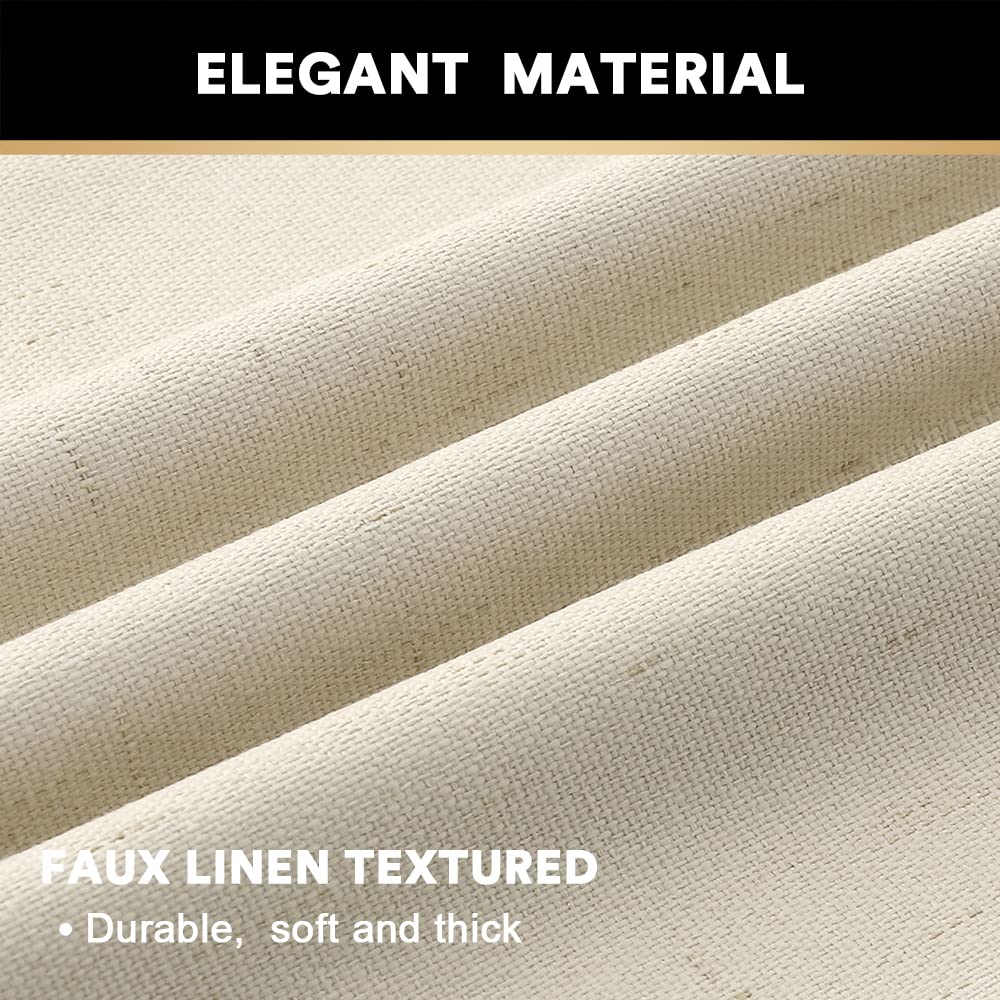 PrinceDeco Primitive Textured Linen 100% Blackout Curtains for Bedroom/Living Room Blackout Curtains 84 Inches Long, Energy Saving Window Treatment Curtains with White Liner (2 Panels, Natural)