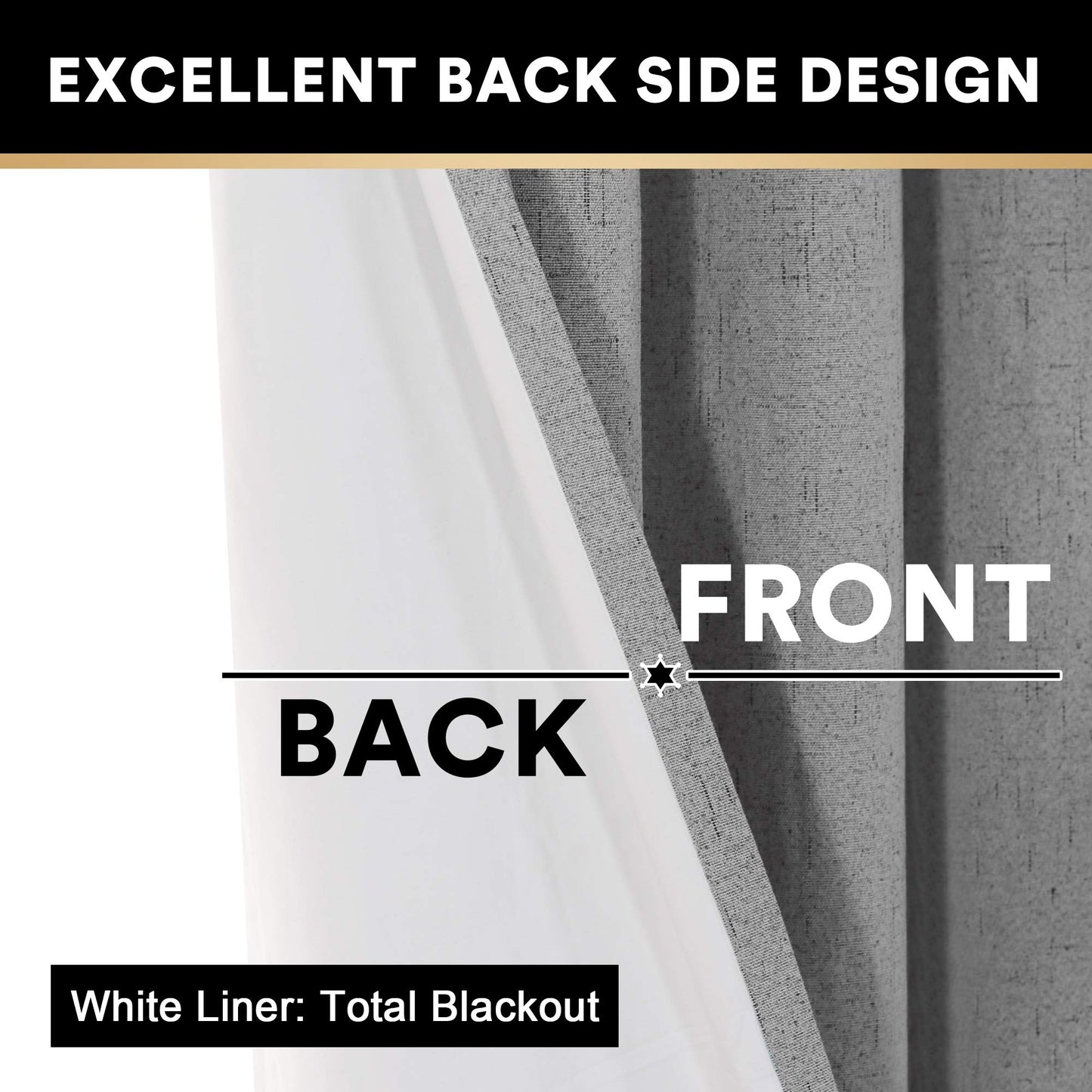 PrinceDeco Primitive Textured Linen 100% Blackout Curtains for Bedroom/Living Room Blackout Curtains 84 Inches Long, Energy Saving Window Treatment Curtains with White Liner (2 Panels, Natural)