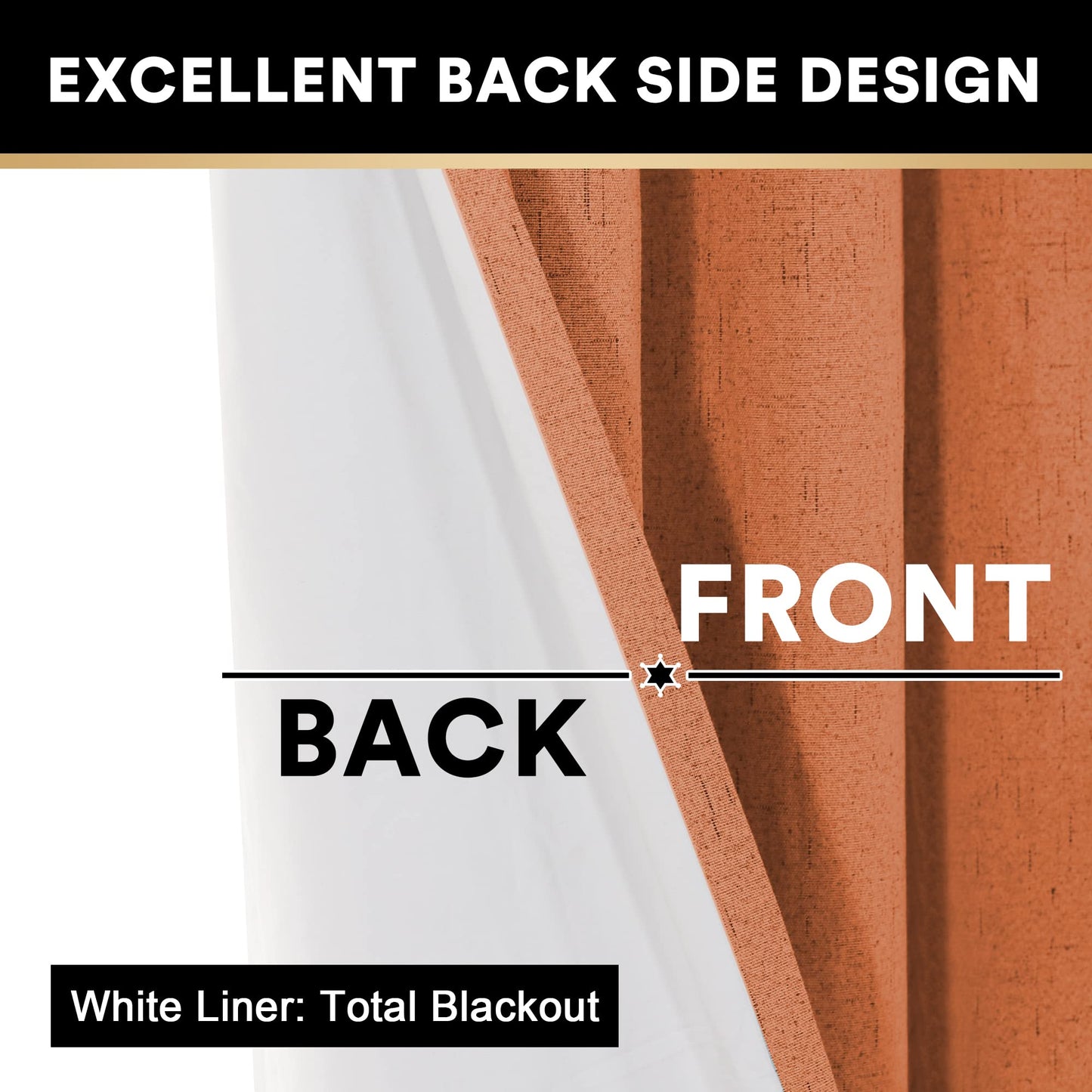 PrinceDeco Primitive Textured Linen 100% Blackout Curtains for Bedroom/Living Room Blackout Curtains 84 Inches Long, Energy Saving Window Treatment Curtains with White Liner (2 Panels, Natural)