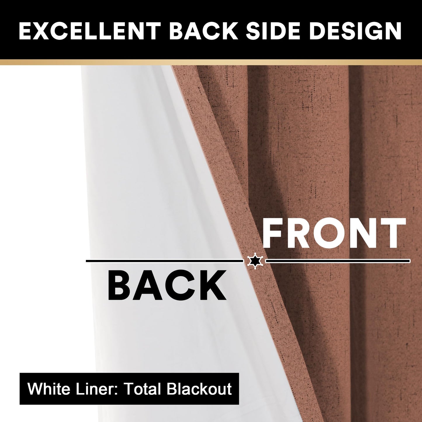 PrinceDeco Primitive Textured Linen 100% Blackout Curtains for Bedroom/Living Room Blackout Curtains 84 Inches Long, Energy Saving Window Treatment Curtains with White Liner (2 Panels, Natural)