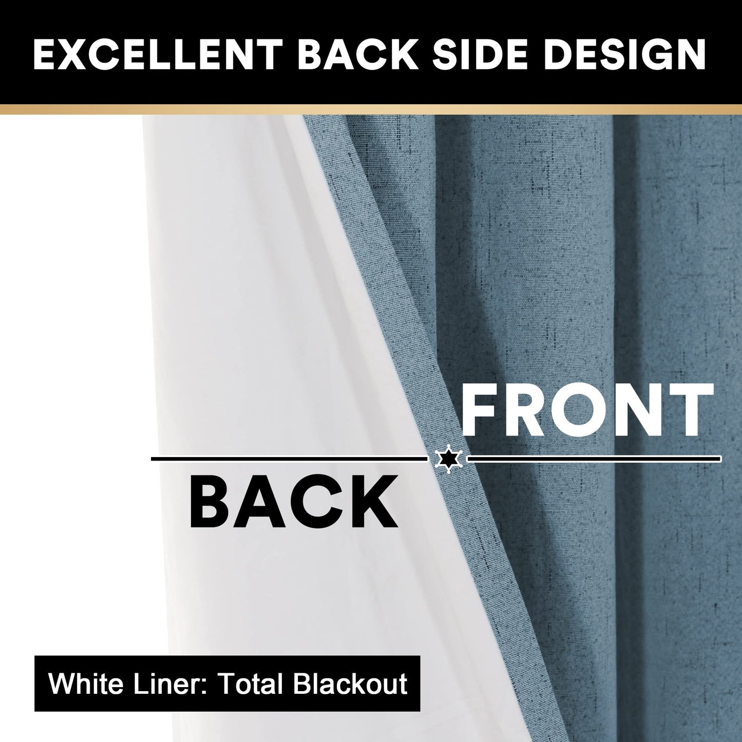 PrinceDeco Primitive Textured Linen 100% Blackout Curtains for Bedroom/Living Room Blackout Curtains 84 Inches Long, Energy Saving Window Treatment Curtains with White Liner (2 Panels, Natural)