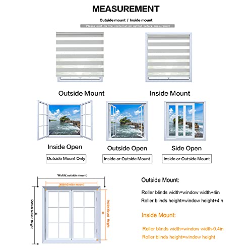 Zebra Roller Window Blinds,Custom Cut to Size,Roller Blinds Dual Layer Roller Shade Blinds, White,Fixed 64 InchesHigh,20 Inches Width