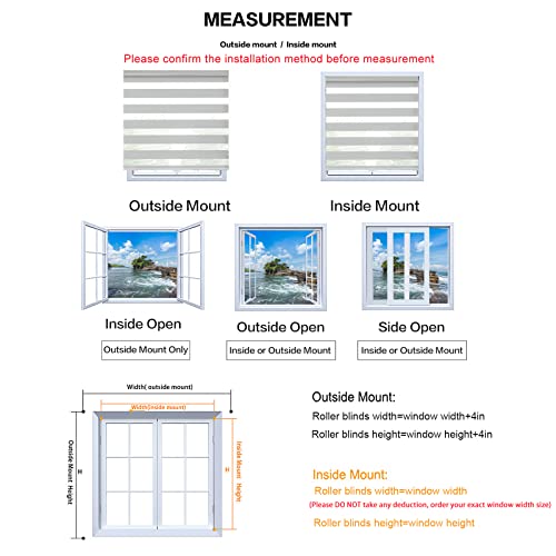 Zebra Roller Window Blinds,Custom Cut to Size,Roller Blinds Dual Layer Roller Shade Blinds, White,Fixed 64 InchesHigh,20 Inches Width