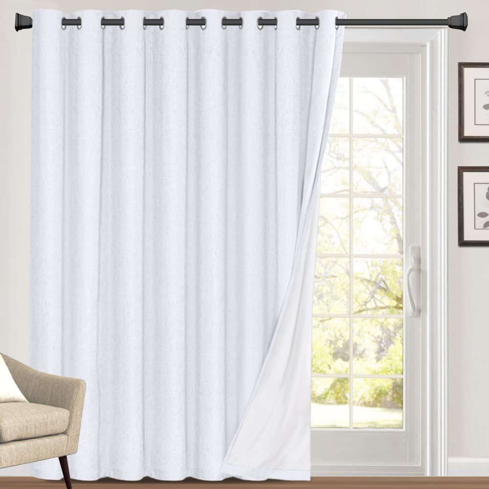 PrinceDeco Primitive Textured Linen 100% Blackout Curtains for Bedroom/Living Room Blackout Curtains 84 Inches Long, Energy Saving Window Treatment Curtains with White Liner (2 Panels, Natural)