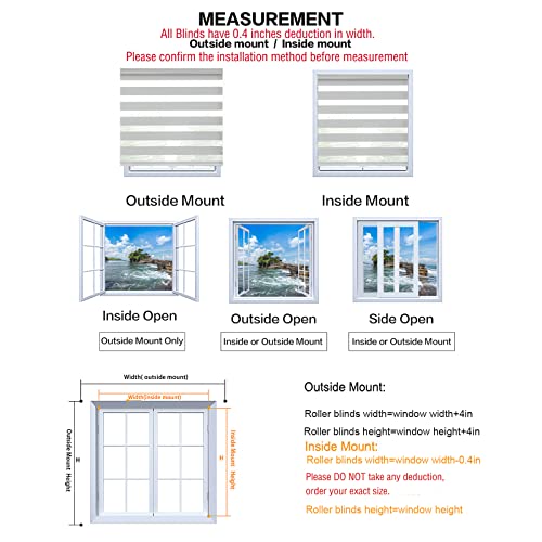 Zebra Roller Window Blinds,Custom Cut to Size,Roller Blinds Dual Layer Roller Shade Blinds, White,Fixed 64 InchesHigh,20 Inches Width