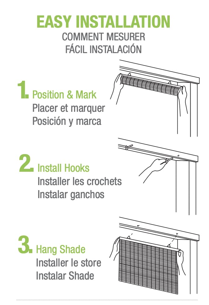 Radiance Cord Free Bamboo Shades - Roll-Up Shades for Porch, Patio & Interior Windows - Bamboo Shades for Indoor & Outdoor - Cocoa - 60" W x 72" L - (3370760E)