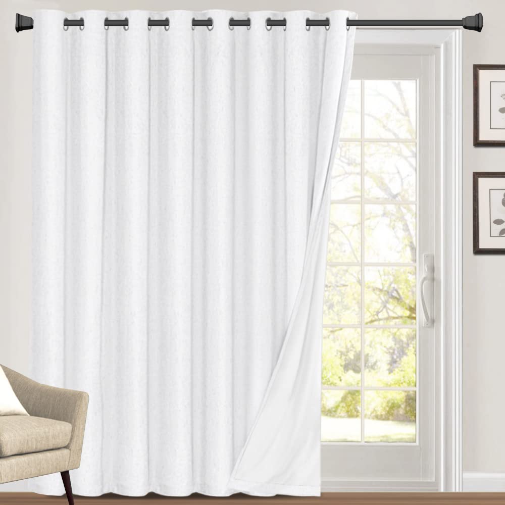 PrinceDeco Primitive Textured Linen 100% Blackout Curtains for Bedroom/Living Room Blackout Curtains 84 Inches Long, Energy Saving Window Treatment Curtains with White Liner (2 Panels, Natural)