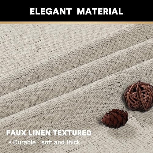 PrinceDeco Primitive Textured Linen 100% Blackout Curtains for Bedroom/Living Room Blackout Curtains 84 Inches Long, Energy Saving Window Treatment Curtains with White Liner (2 Panels, Natural)