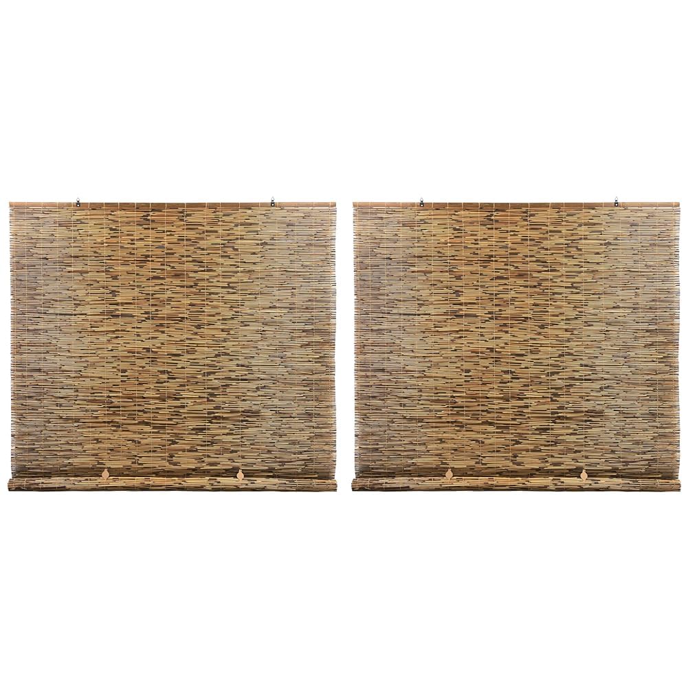 Radiance Cord Free Bamboo Shades - Roll-Up Shades for Porch, Patio & Interior Windows - Bamboo Shades for Indoor & Outdoor - Cocoa - 60" W x 72" L - (3370760E)