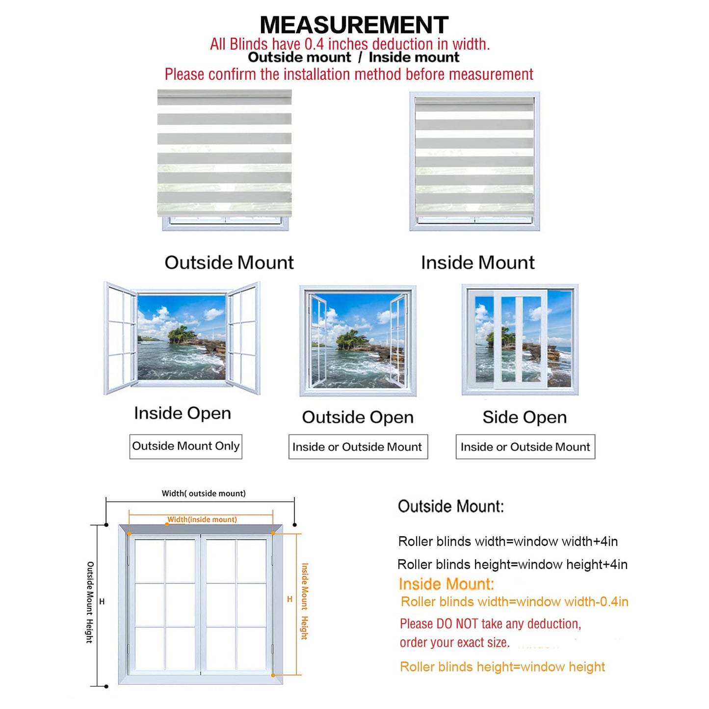 Zebra Roller Window Blinds,Custom Cut to Size,Roller Blinds Dual Layer Roller Shade Blinds, White,Fixed 64 InchesHigh,20 Inches Width