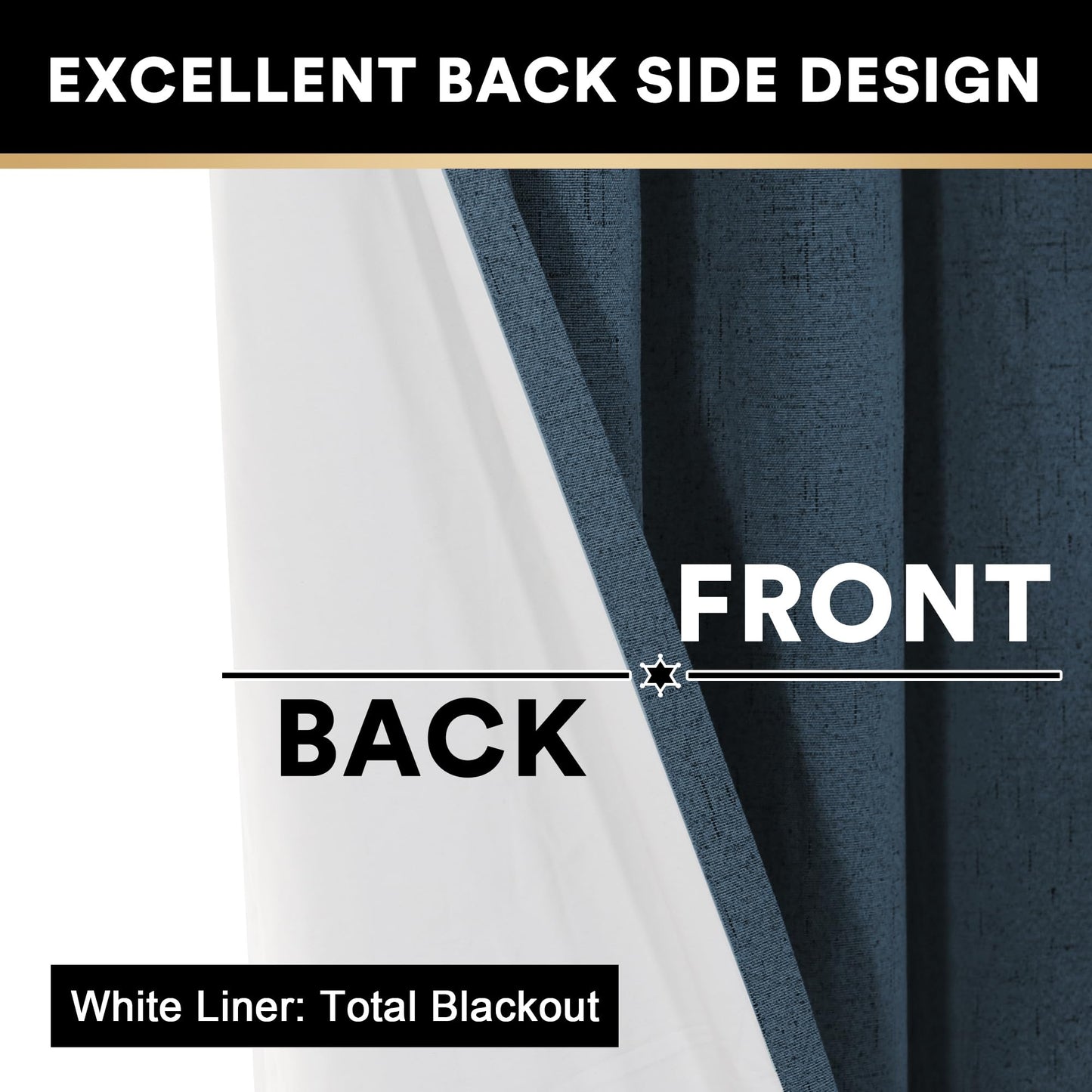 PrinceDeco Primitive Textured Linen 100% Blackout Curtains for Bedroom/Living Room Blackout Curtains 84 Inches Long, Energy Saving Window Treatment Curtains with White Liner (2 Panels, Natural)