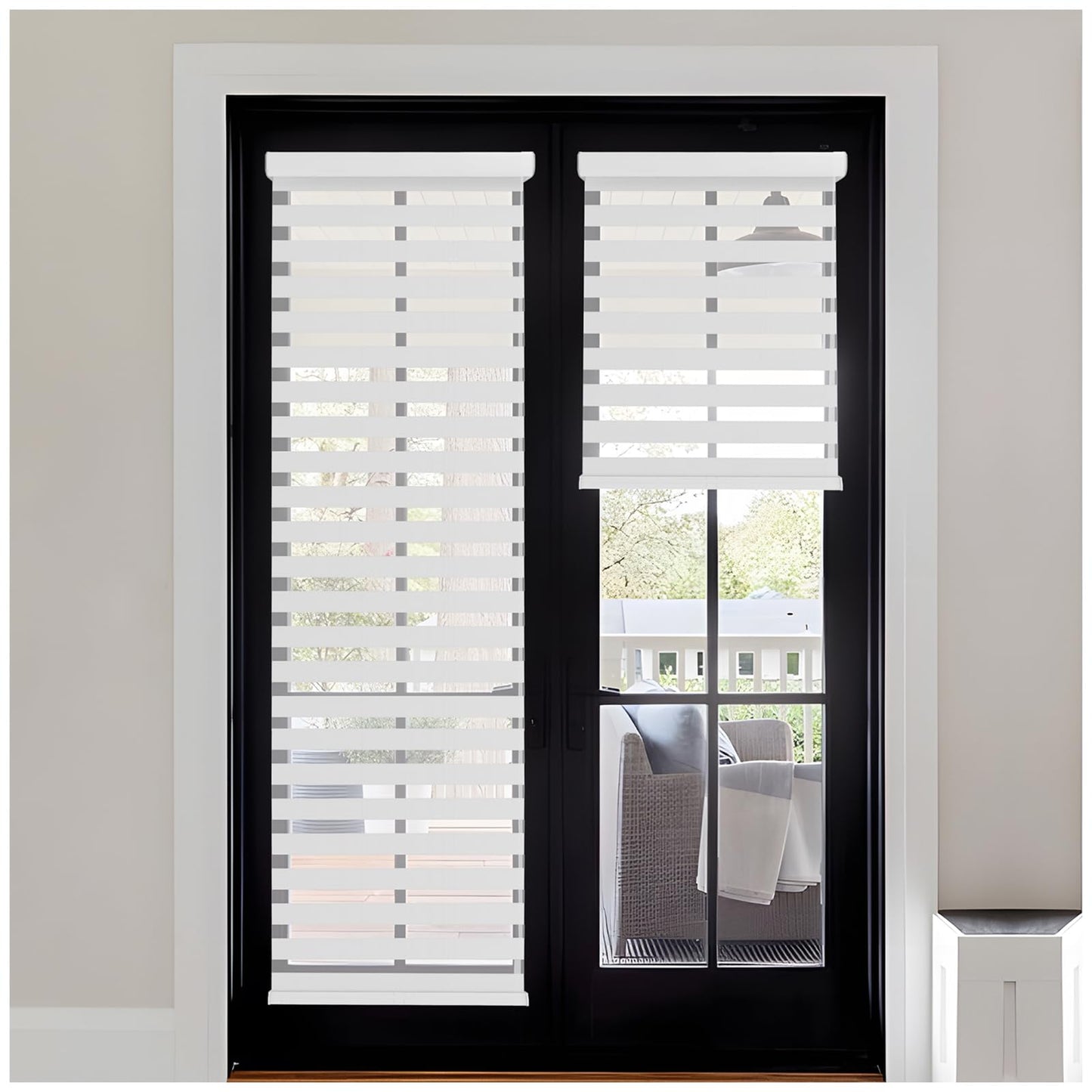 Zebra Blinds - Cordless Roller Window Shades, Dual Layer Light Filtering Roller Shades, 27" W X 64" H, Grey, Easy Install Day Night Window Blinds for Home, Office, French Door
