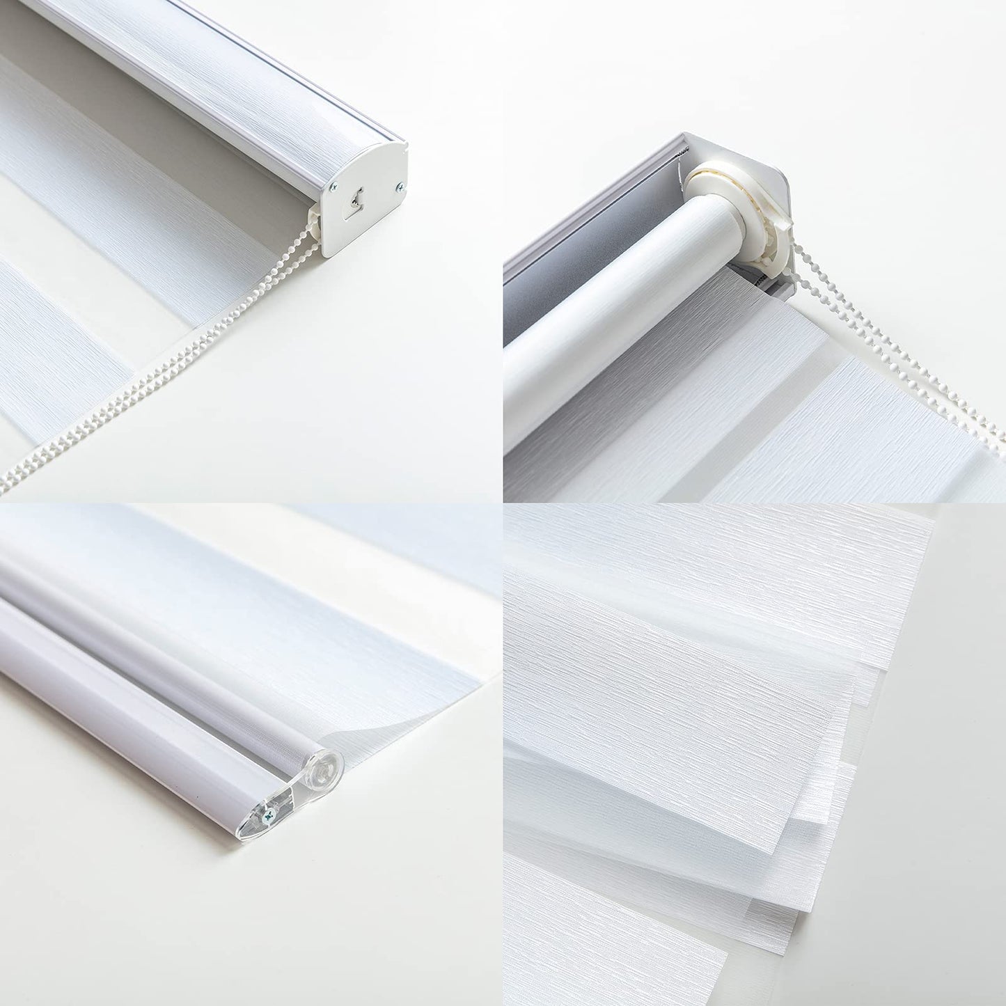 Zebra Roller Window Blinds,Custom Cut to Size,Roller Blinds Dual Layer Roller Shade Blinds, White,Fixed 64 InchesHigh,20 Inches Width