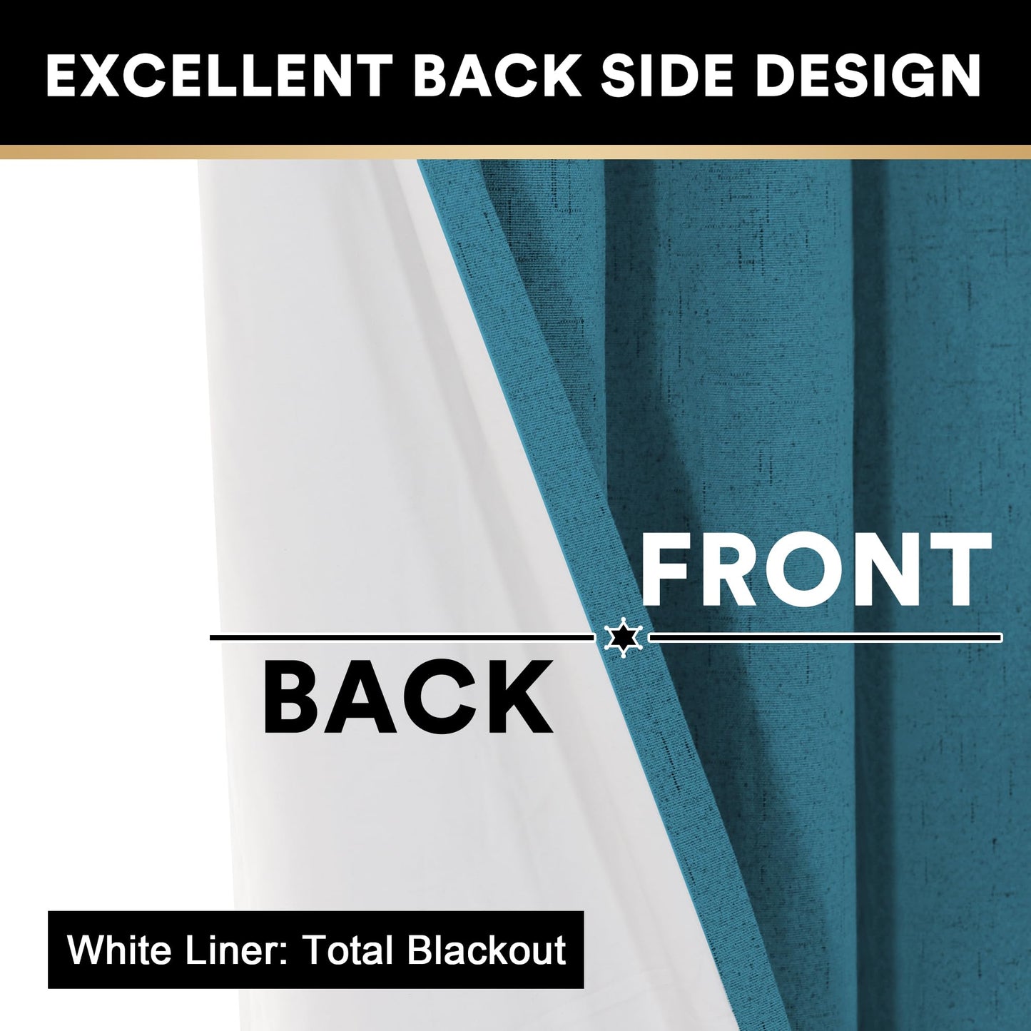PrinceDeco Primitive Textured Linen 100% Blackout Curtains for Bedroom/Living Room Blackout Curtains 84 Inches Long, Energy Saving Window Treatment Curtains with White Liner (2 Panels, Natural)