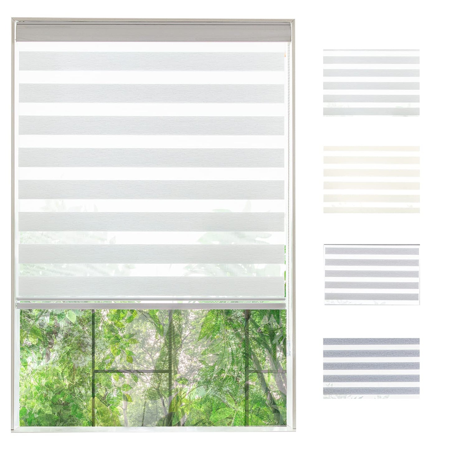 Zebra Roller Window Blinds,Custom Cut to Size,Roller Blinds Dual Layer Roller Shade Blinds, White,Fixed 64 InchesHigh,20 Inches Width