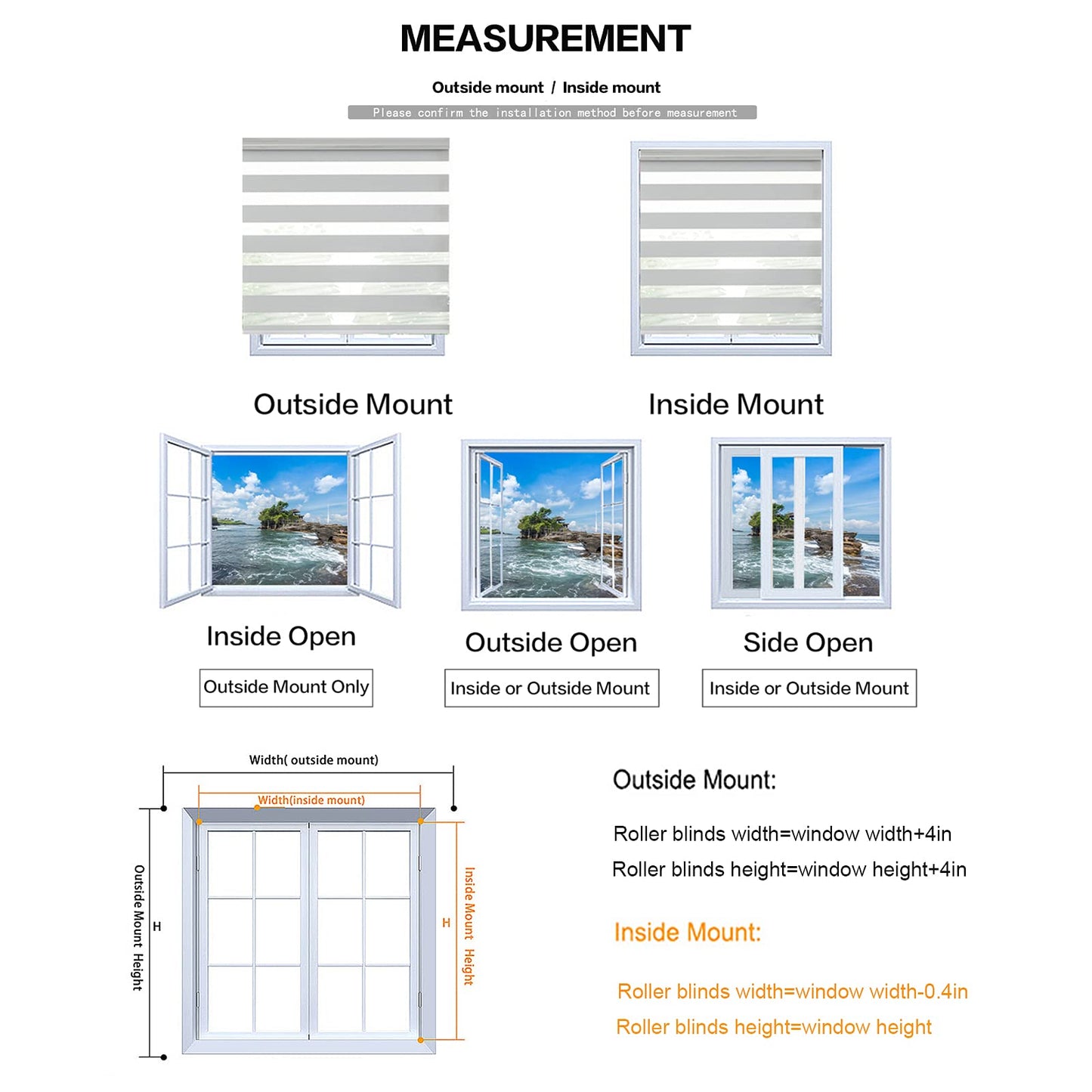 Zebra Roller Window Blinds,Custom Cut to Size,Roller Blinds Dual Layer Roller Shade Blinds, White,Fixed 64 InchesHigh,20 Inches Width
