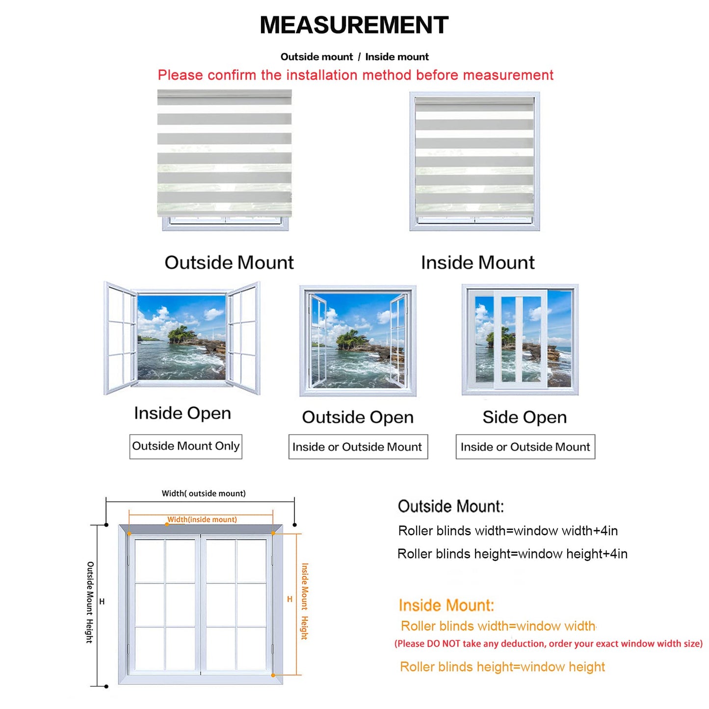 Zebra Roller Window Blinds,Custom Cut to Size,Roller Blinds Dual Layer Roller Shade Blinds, White,Fixed 64 InchesHigh,20 Inches Width