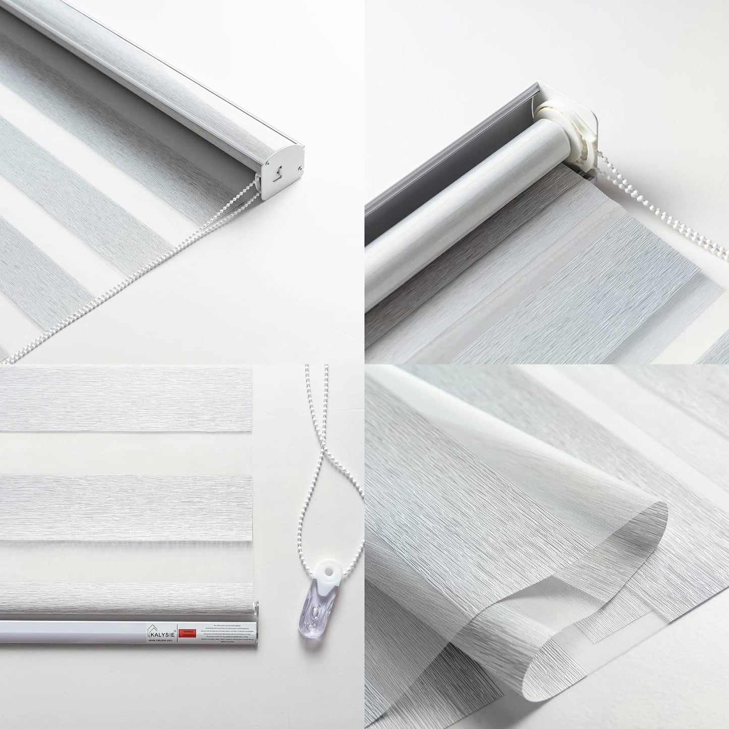 Zebra Roller Window Blinds,Custom Cut to Size,Roller Blinds Dual Layer Roller Shade Blinds, White,Fixed 64 InchesHigh,20 Inches Width