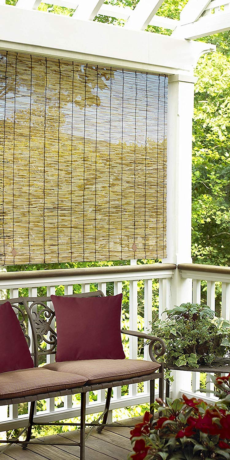 Radiance Cord Free Bamboo Shades - Roll-Up Shades for Porch, Patio & Interior Windows - Bamboo Shades for Indoor & Outdoor - Cocoa - 60" W x 72" L - (3370760E)